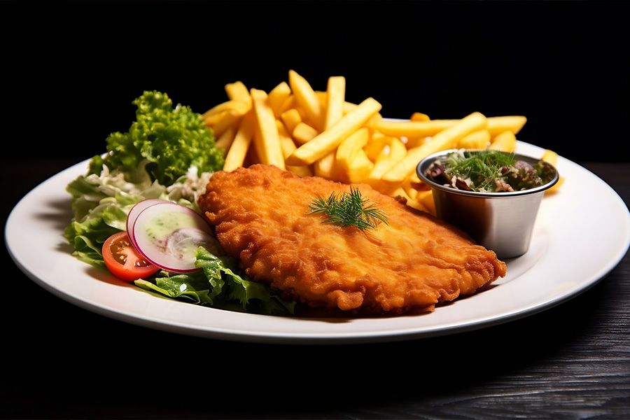 Schnitzel mit Käse überbacken